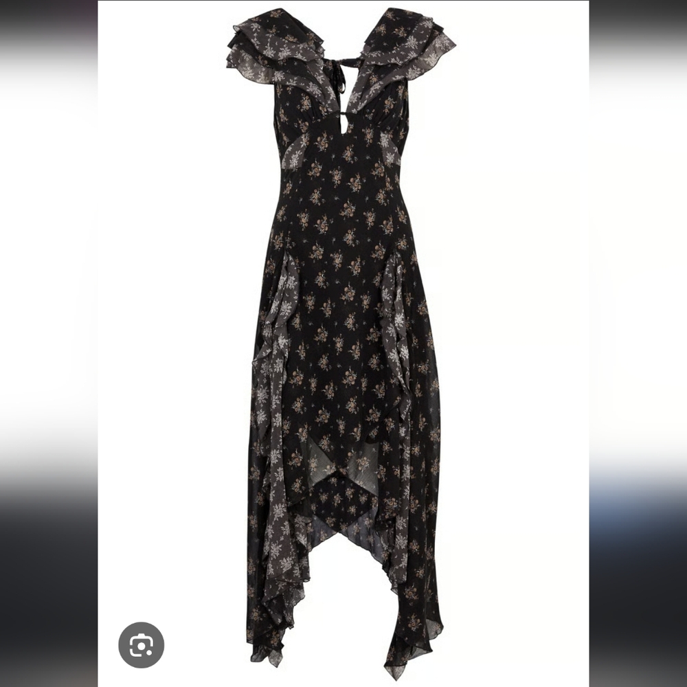 Free People Black Floral Asymmetrical Dress